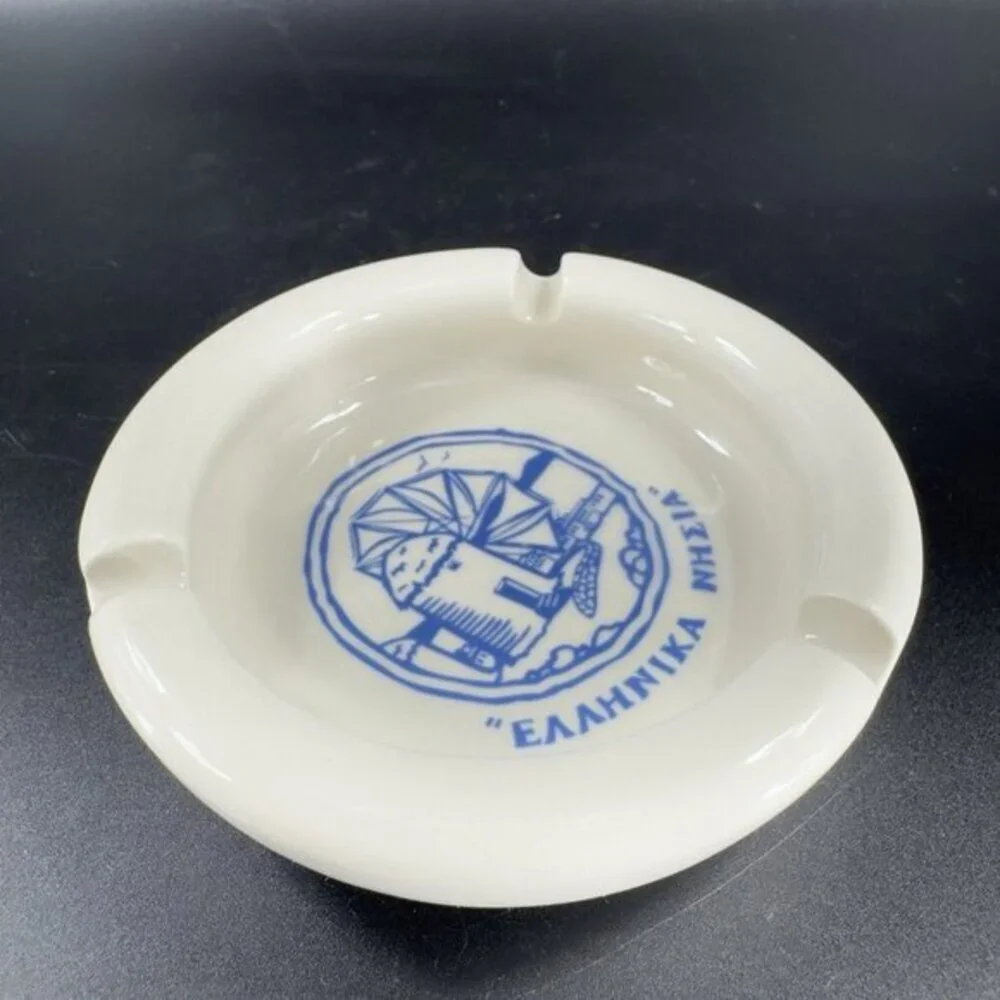 Tuxton Stoneware Pottery Ashtray Trinket Dish‎ Holder Heavy Greek Eaahnika VTG